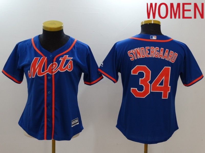 Women New York Mets 34 Syndergaard Blue 2022 MLB Jersey